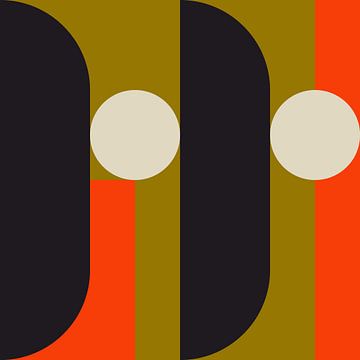 Funky retro geometrisch 2_1. Moderne abstracte kunst in heldere kleuren. van Dina Dankers