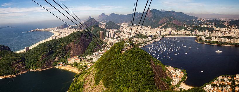 Panorama view from sugar loaf on hill landscape of Rio de Janeiro Brazil by Dieter Walther