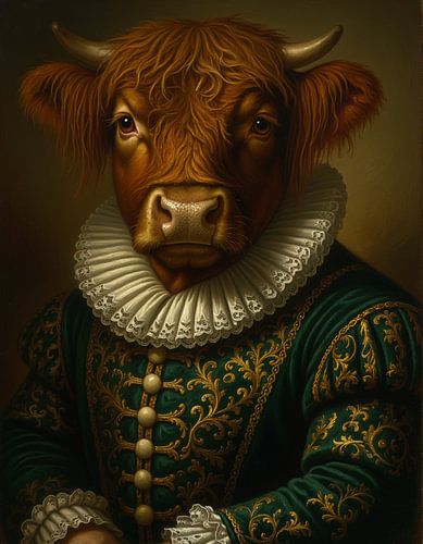 Hooglander portret renaissance — aristocratisch dierenportret woonkamer