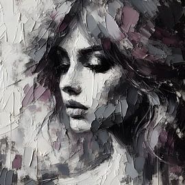 Portret Olieverf mauve van FoXo Art