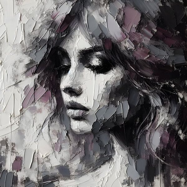 Portrait Huile Couleur mauve par FoXo Art