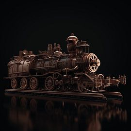 Bronzene Pracht: Klassische Dampflokomotive im mechanischen Detail von Artz by Mr.JAi
