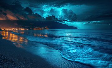 s Nachts aan zee van fernlichtsicht