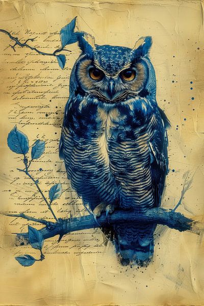 Drawing, Chinese ink, watercolour, owl -4 by Peter Pen Drawings and Paintings