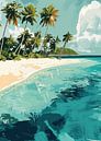 Idyllisch tropisch strandlandschap met palmbomen van Pixelbull Design thumbnail