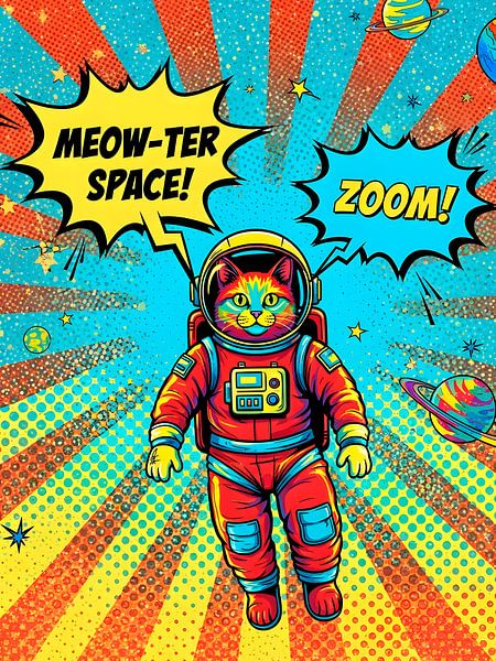 Comic Astronaut Cat With Fun Speech Bubble by HASANUL FAUZIE