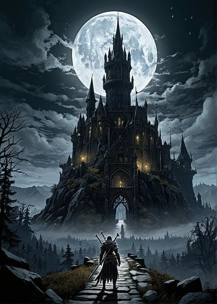 La dernière ascension vers le donjon éclairé par la lune par atiq fauzi
