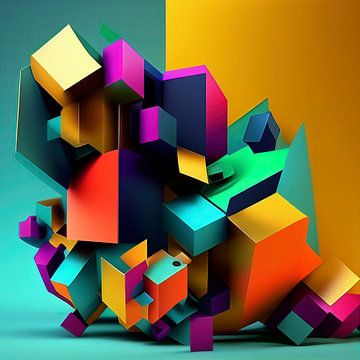 3D abstracte blokken van Harvey Hicks