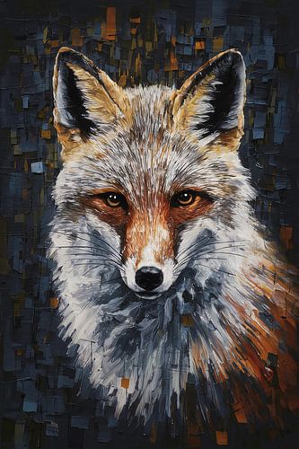 Abstract Expressionistische Vos in Levendige Kleuren