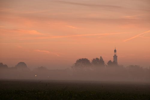 Mist in het dorp