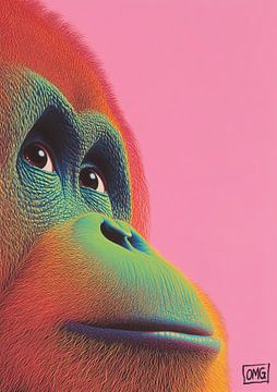 Gorilla | Reflective Gaze in Pink van OMG Art