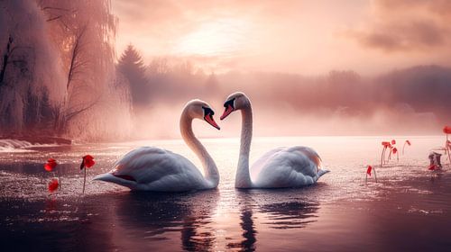 A Heartwarming Meeting of Swans