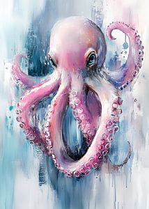 Rosa Aquarell-Krake #Krake