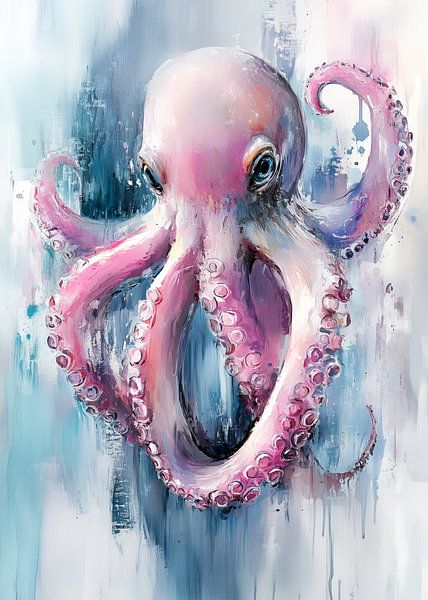 Pink watercolor octopus #octopus by JBJart Justyna Jaszke