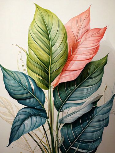 Abstracte tropische botanische kunstdruk