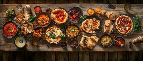 Un festin italien varié sur bois