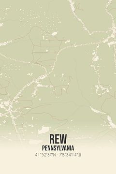 Vintage landkaart van Rew (Pennsylvania), USA. van Rezona