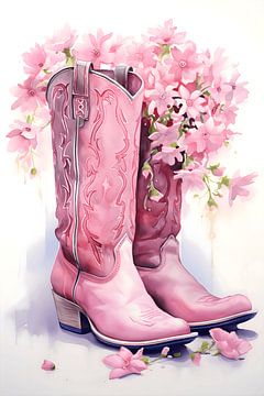 Bottes de cowgirl avec fleurs sur Uncoloredx12