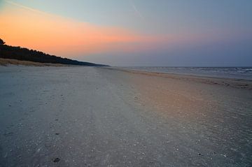 Uitzicht over het strand op Usedom met duinen aan de ene kant en de Baltische Zee aan de andere kant van Martin Köbsch