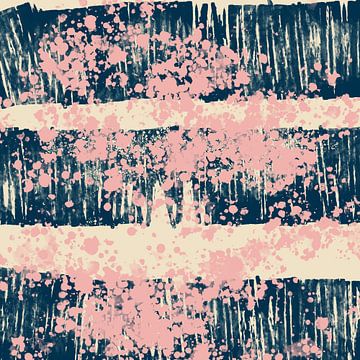 Dromerig landschap in pastelkleuren. Moderne abstracte kunst in roze en donkerblauw van Dina Dankers