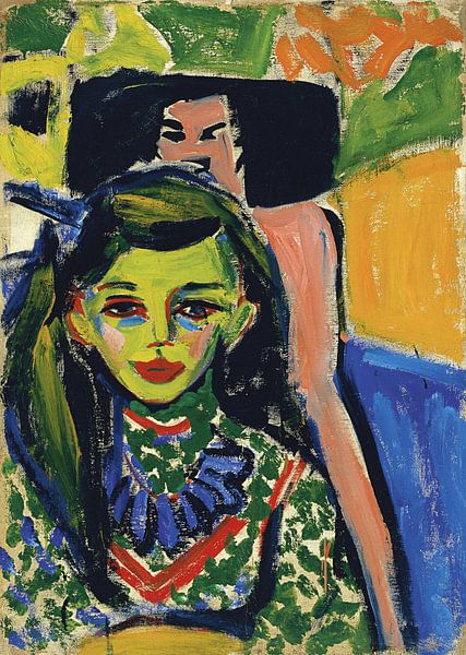Ernst Ludwig Kirchner.Portrait eines Mädchens von 1000 Schilderijen