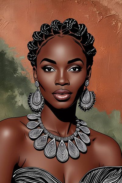 Stijlvol Afrikaans vrouwelijk portret van Art & Soul Creations