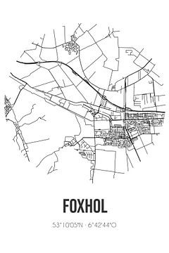 Foxhol (Groningen) | Landkaart | Zwart-wit van MijnStadsPoster