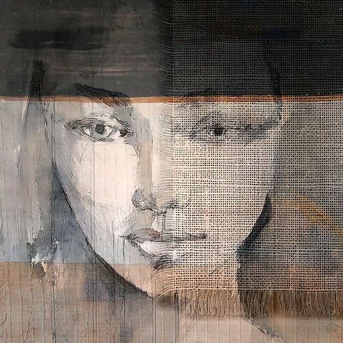 Modernes Collage-Porträt einer Frau. Gemischte Medien