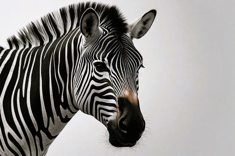 Minimalistisches Zebra-Porträt in Monochrom von Art & Soul Creations