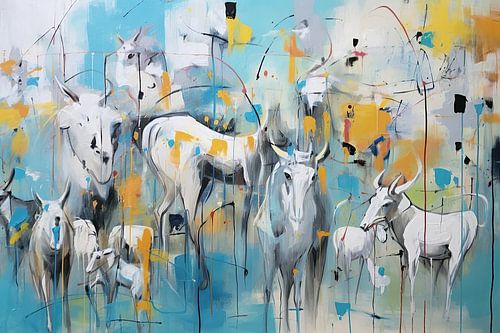 Farm animals Watching movies | Modern Schilderij