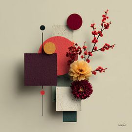 Abstrakt mit Blumen von Gelissen Artworks