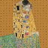 Geïnspireerd op de Kus van Gustav Klimt, in goud met geometrisch patroon van Dina Dankers