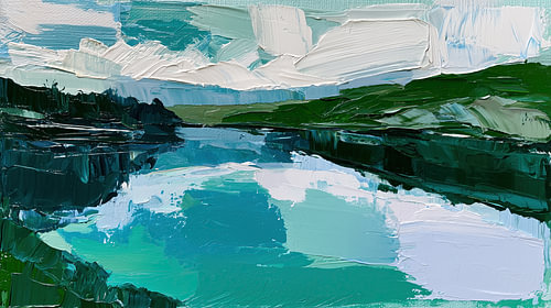 More reflection, abstract, blue-green