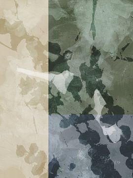 Wabi-sabi neutrale minimalistische kunst in zand, groen, grijs