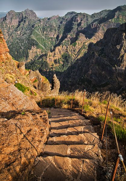 Trap in de bergen, Pico das Torres, Madeira van Sebastian Rollé - travel, nature & landscape photography