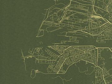 Carte de IJmuiden en or vert sur Map Art Studio