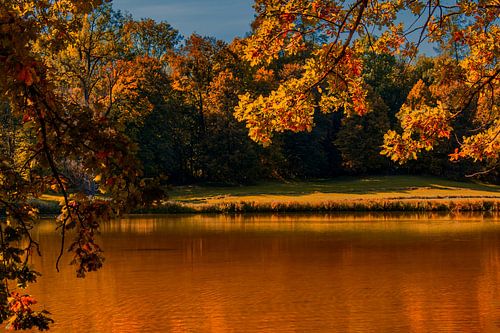 Gouden uur in de tuin van het Nymphenburg Paleis