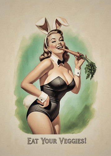 Eat Your Veggies Vintage Bunny Pinup