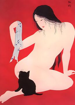 Femme avec chaton 1930 sur Artstyle