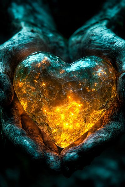 Glowing heart in hands by Imperial Art House