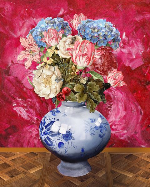 Vase mit Blumen, Stilleben von Nicole Habets