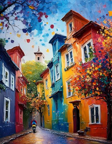 Ruelle d'automne des couleurs - Rêves en or et en bleu