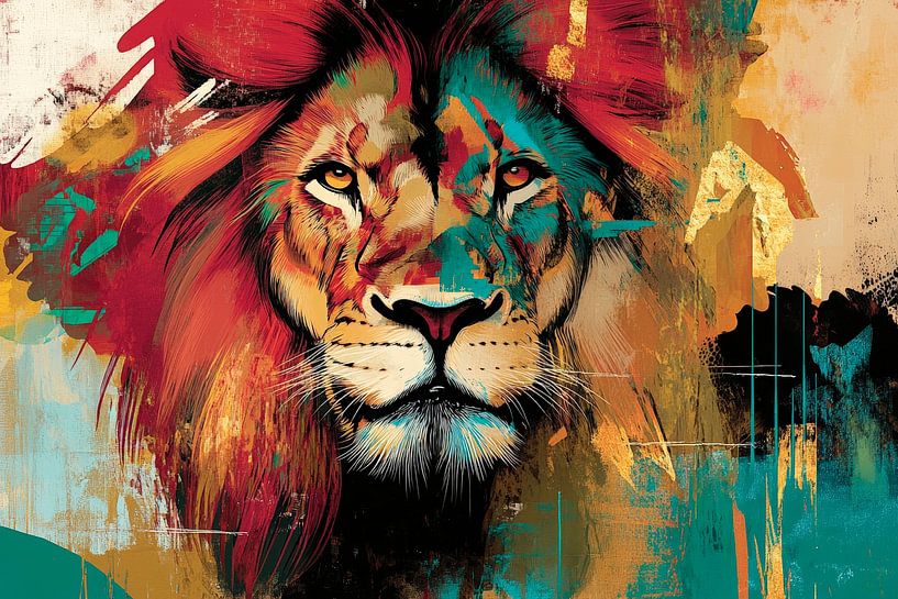 Creative lion in vibrant colours by Poster Art Shop