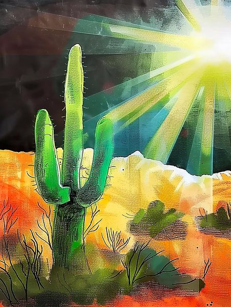 Cactus in Mexicaans landschap van PixelPrestige