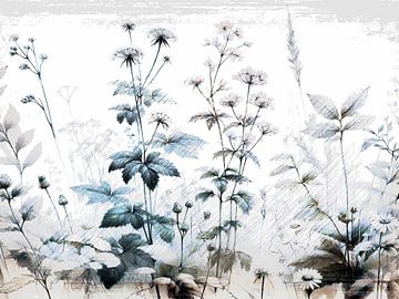 Modern and abstract Japandi Botany Monochrome