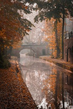 Herfstige Nieuwegracht in Utrecht van Mike Peek