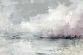Grey-pink Abstract Painting – Serene Lake