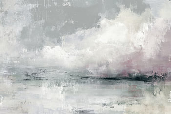 Grey-pink Abstract Painting – Serene Lake
