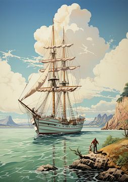 Sailboat Sailing Ship Boat Maritime Sea Poster Art Print by Niklas Maximilian