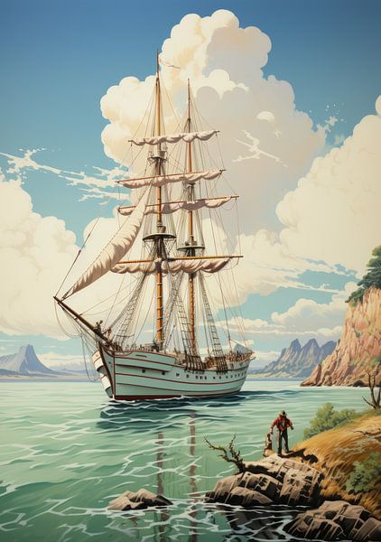 Segelboot Segelschiff Boot Maritim Meer Poster Kunstdruck von Niklas Maximilian